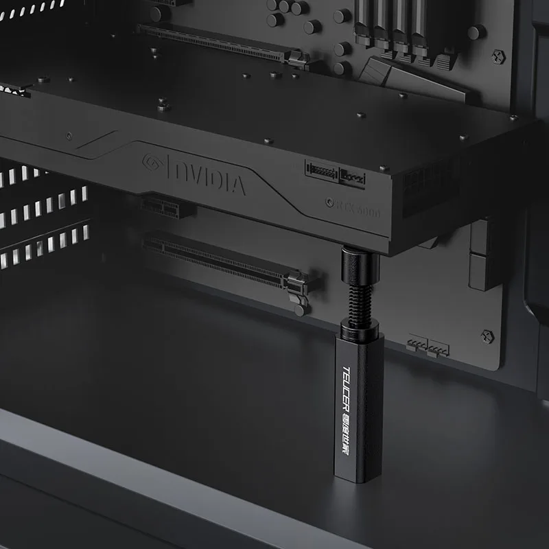 TEUCER VC18 그래픽 카드 GPU 홀더 조정 가능한 텔레스코픽 나선형 비디오 카드 홀더 ATX/M-ATX/ITX 섀시용 마그네틱 베이스