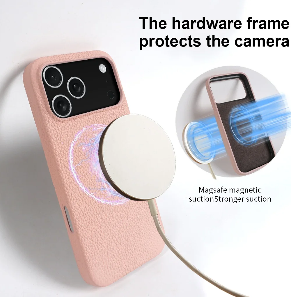 Luxury Magnetic Genuine Leather Full-Cover Phone Case with Magsafe Compatibility
