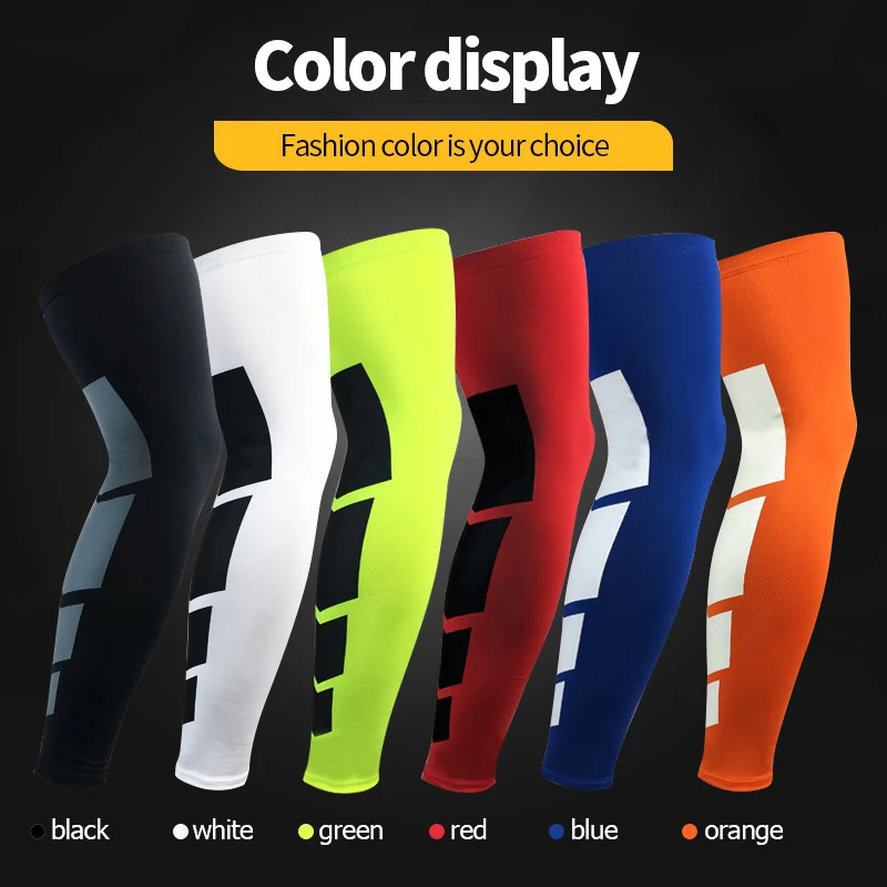 1Pair Sports Compression Long Leg Sleeves Anti-slip Calf & Shin Splint Support Protector Cycling Running Relief Leg Muscle Pain leg compression sleeves