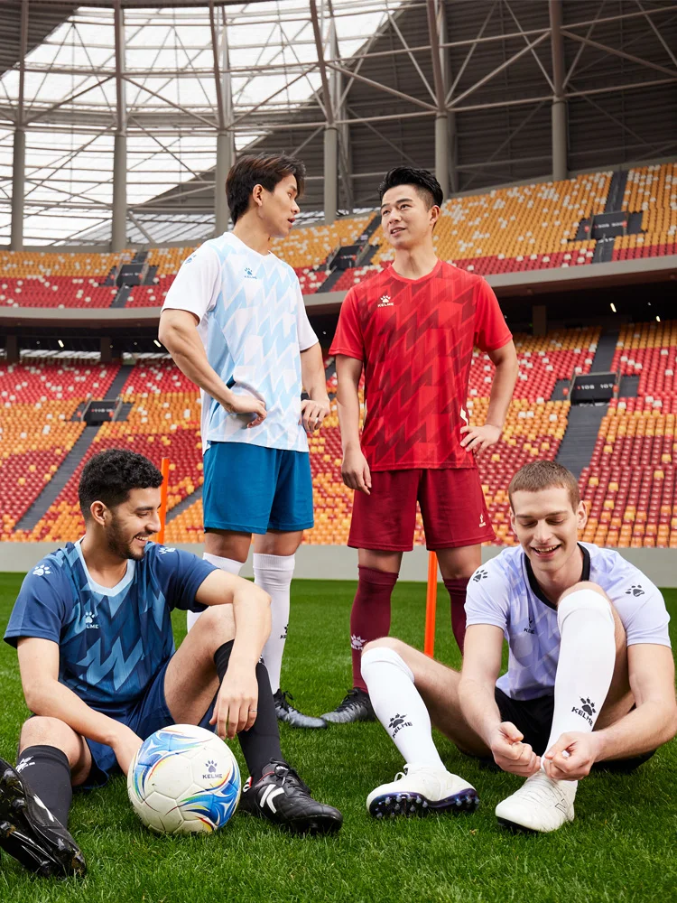 KELME Football Suit Set Adult Breathable Short Sleeved Round Neck Jersey Printed Team Match Soccer Jersey