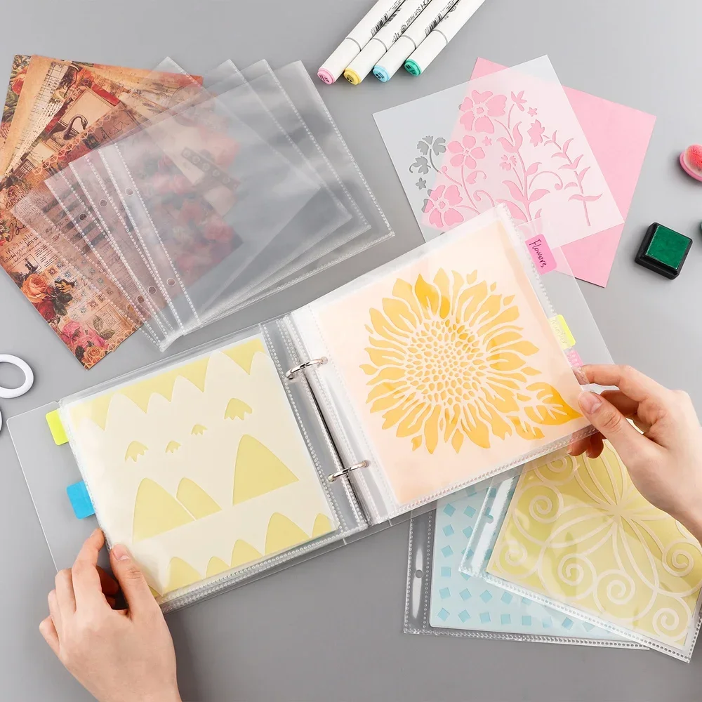 Cookie stencil plastic storage binder 20-50pcs/Set 6x6" stencils folder sticker for stamps dies storage organization pocket bags