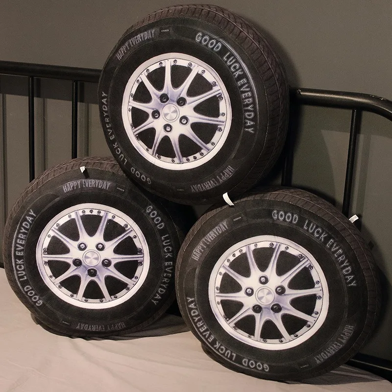 40cm/60cm 크리에이티브 자동차 타이어 스펀지 플러시 쿠션 유명 3D 프린팅 캡 타이어 플러시 베개 튜브 자동차 시뮬레이션 플러시 파티 선물