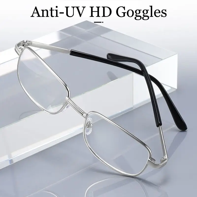 100 % Crystal Glass Lens Reading Glasses Men Anti-blue Light Presbyopia Magnifying Anti-Scratch Eyewear Diopter 1.0-4.0 Silver