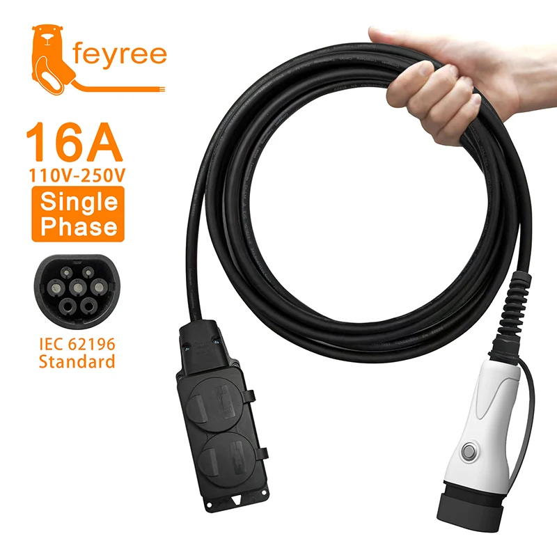 feyree V2L Cable Electric Car Side Discharge Plug EV Charger Type2 16A with EU Socket Outdoor