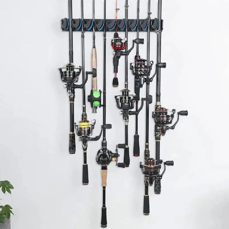 Fishing Rod Holder 2X Wall Fishing Rod Organizer Rack Vertical Pole Holder Holds Up To 18 Rods Or Combos