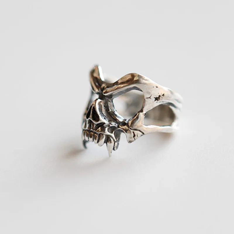 Silver Rings Silver Ring 925 Sterling Silver Skeleton Head Punk ​Ring Adjustable Rings For Women Luxury Jewelry