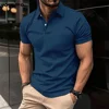Best-Selling Men's Short-Sleeved Polo Shirt Lapel Button Solid Color Men's T-shirt Summer Casual Comfortable Golf Men's Clothing 2