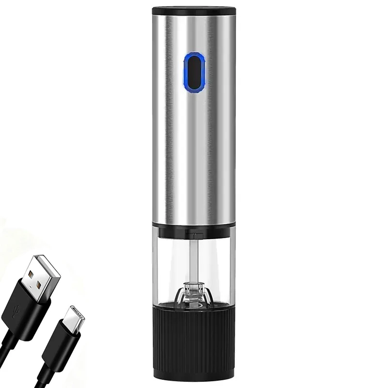 Macina sale e pepe elettrico automatico ricaricabile, saliera e pepiera con regolazione esterna della finezza, elettrodomestici da cucina_voghion.com
