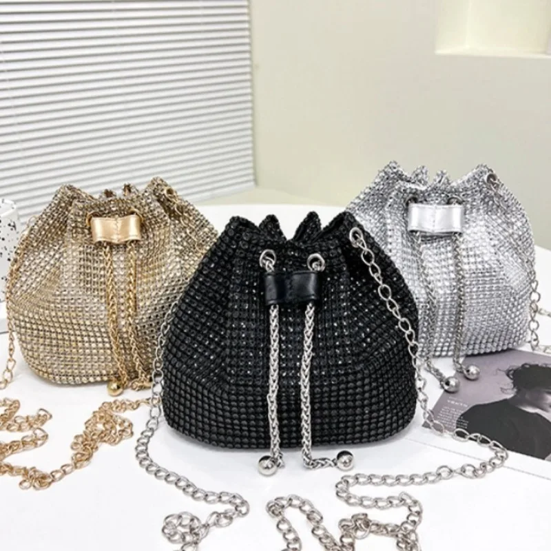 New Bag Women's New Trendy Bag Texture Net Red Diamond Shoulder Bag Fashion Chain Crossbody Bucket Bag