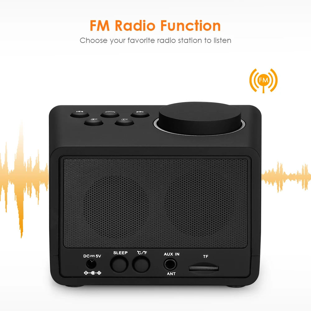 K11 Bluetooth-compatible 4.2 Radio Alarm Clock Speaker 2 USB Ports LED Digital Table Clock Home Decoration