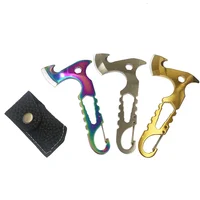 Outdoor Camping Portable Mini Axe Stainless Steel Sharp Blade Mini keychian Knife Portable EDC Multitool with Leather Case 2
