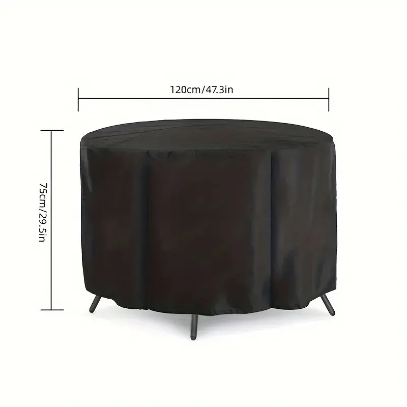 1pc Round Patio Furniture Covers, Waterproof Outdoor Furniture Set Covers For Patio Table Garden Round Table Dining Cover 5