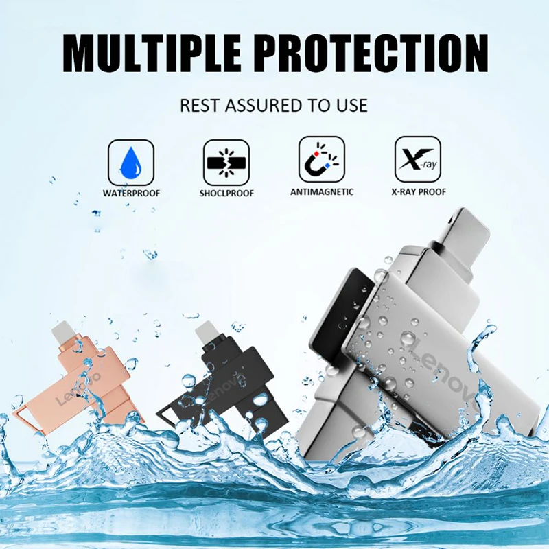 Lenovo 2TB 128GB Lightning Pen Drive USB 3.1 OTG USB Flash Drive For Iphone ipad Android 1TB Pendrive 2 in 1 Memory Stick for PC