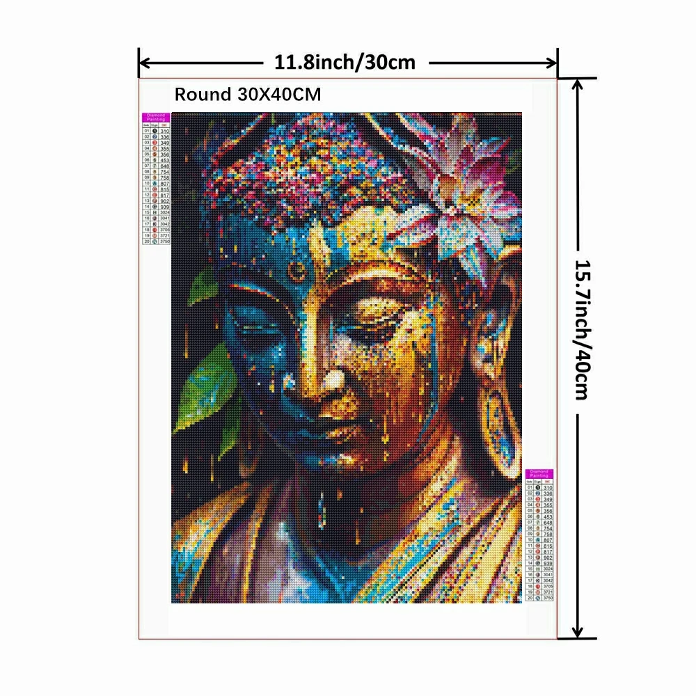 Diamond Painting 5D DIY Buddha Full Drill Round Embroidery Cross Stitch Mosaic Home Decor