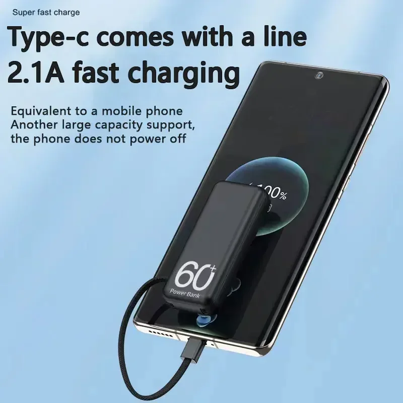 미니 보조배터리 핸드폰 고속 충전 외장 배터리, 30000mAh, 아이폰용 휴대용 비상 자체 라인 보조베터리, 화웨이
