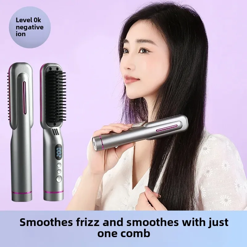 New USB Charging Wireless Direct Send Comb Not Harmful To Hair Heat Comb Multi-Function Negative Ion Curling Straight Two-U