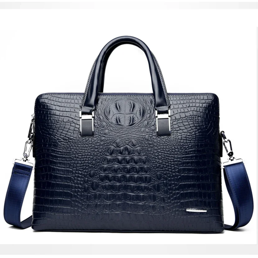 

Вместительная сумка на плечо для мужчин, 2022, брендовая кожаная мужская большая модная сумка для ноутбука, Роскошный дизайнерский портфель из крокодиловой кожи