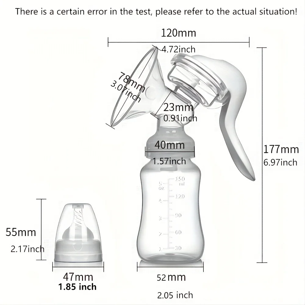1set Manual Breast Pump With 1 Bottle And 1 Nipple