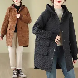 Women Clothing 2023 New Arrivals Winter Hooded Loose Korean Style Large Size Quilted Jacket Lightweight Casual Cotton Coat Z3406