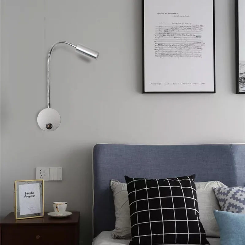 Bedside Reading Lamp Variable bending 3W LED Book Lamp Warm White wall Night light 90-260V fixtures Spot LED Cord led wall lamp