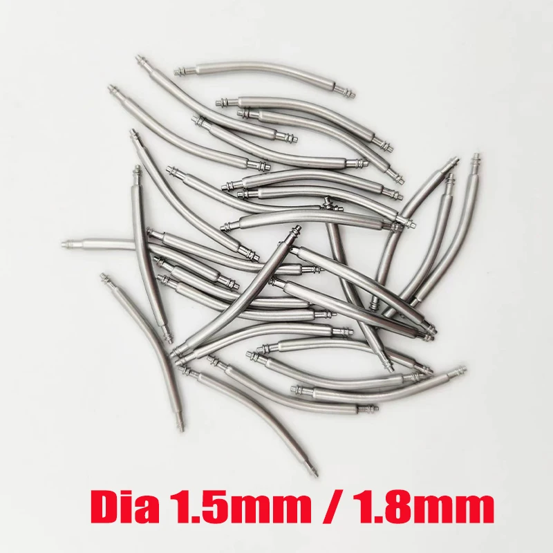 Stainless Steel Curved Spring Bar Watch Strap Link Pins - 10PCS, Dia 1.5mm/1.8mm, 16mm-24mm Width Watch Band Bracelet