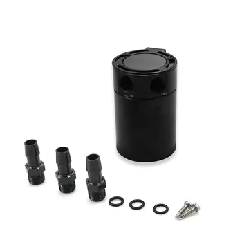 범용 자동 오일 캐치 캔, 배플 저수지 탱크, 에어 오일 분리기, 2 포트, 3 포트, 알루미늄, 150ml, 블랙