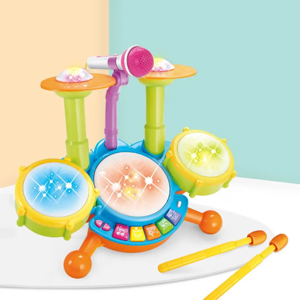 Kids Drum Set with Sing-along Microphone Toddlers Toys Great Gift For Baby