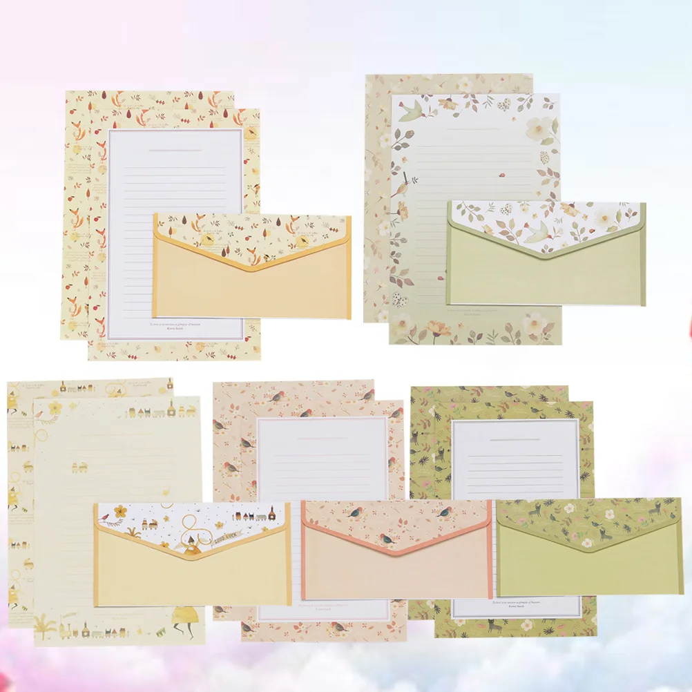 Flower Printing Envelope and Letter Paper Set 45pcs For School