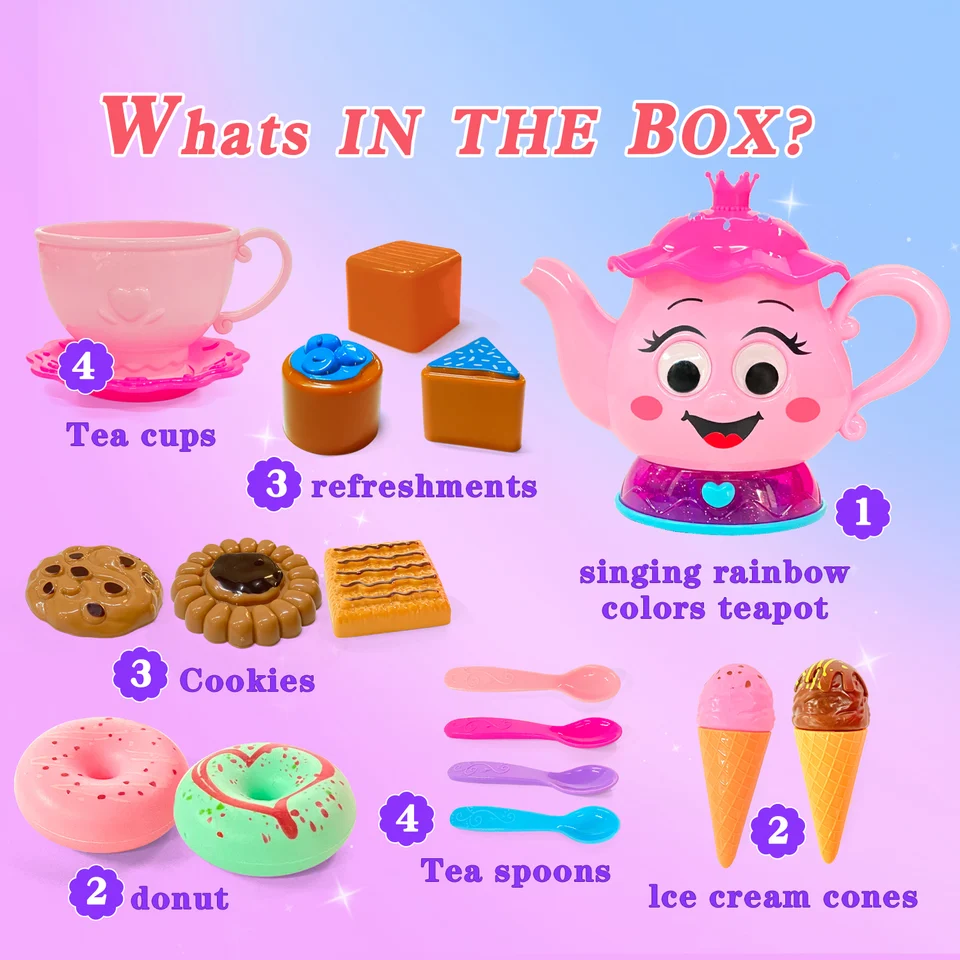 Calico Critters QIZEBABY Tea Party Set For Girls ,48 PCS Kids Tin