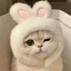 1pc Bunny Ears Cat Hat Themed Pet Costume Knit Fabric Set Comfortable Polyester Pullover Headwear for Cats & Small Dogs