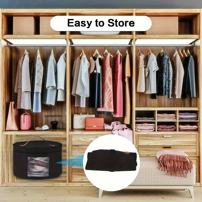 1PC Portable Hat Storage Box, Large Capacity Circular Travel Hat Container with Dust Cover, Toy and Clothing Storage Bag