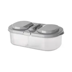 Dual-Compartment Sealed Storage Jar with Lid for Kitchen and Refrigerator (Grey C1913A)