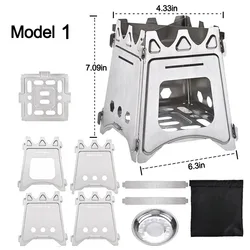 Compact Stainless Steel Folding Wood Stove for Outdoor Camping, Hiking, BBQ, and Picnics (Model 1)