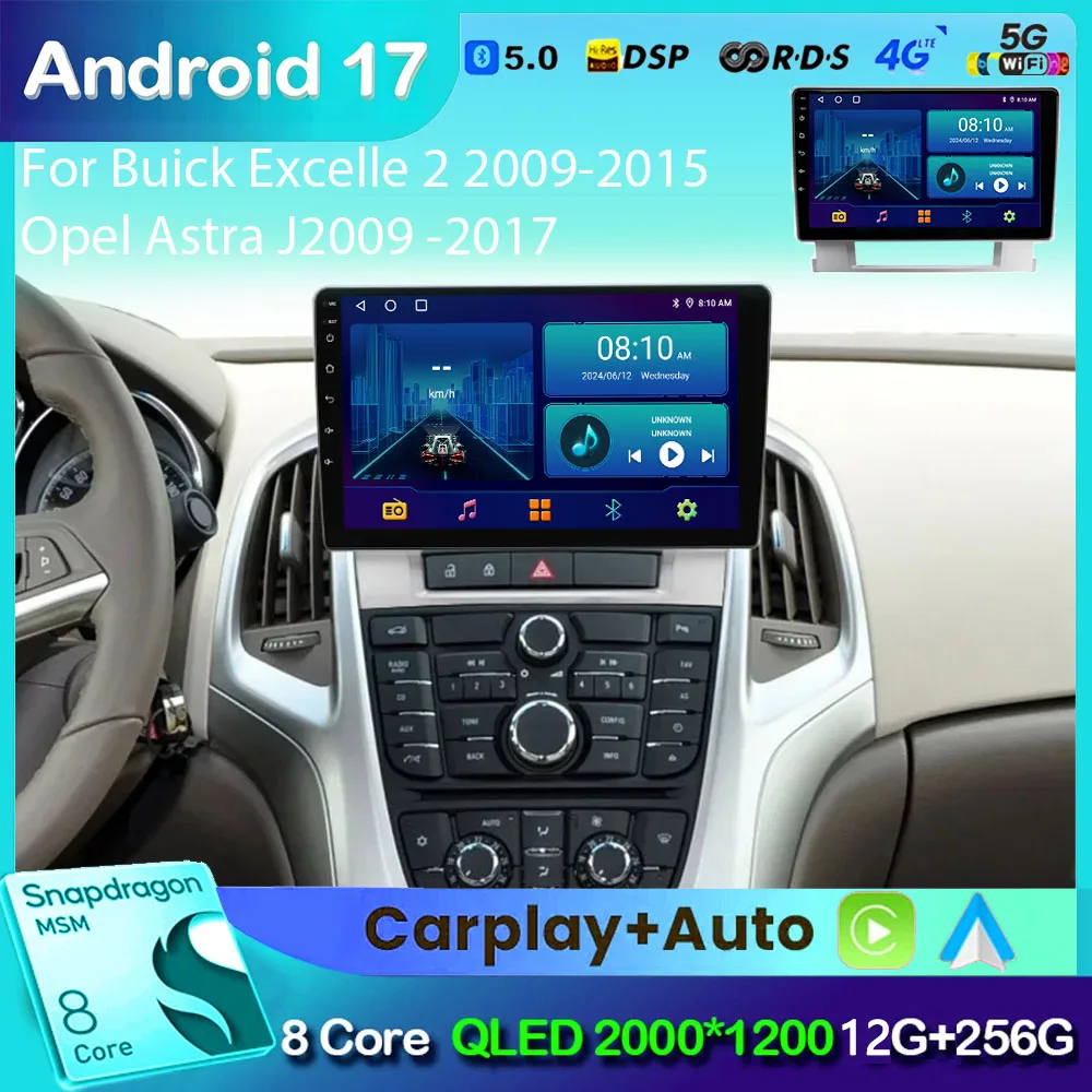 Radio para Auto Android 17 para Buick Excelle 2 2009-2015 Opel Astra J 2009-2017, Estéreo para Auto, Multimedia, CarPlay Inalámbrico, Pantalla Táctil 1