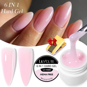 LILYCUTE 8ml Pink Nude Extension Nail Gel Polish Acrylic Construct Hard Gel Soak Off UV LED Self Leveling Gel For Nail Art DIY