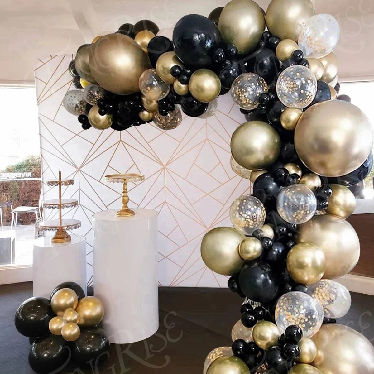 

Black Gold Balloon Garland Arch Confetti Latex Baloons Graduation Happy 30th 40th 50th Birthday Party Decor Adults Baby Shower