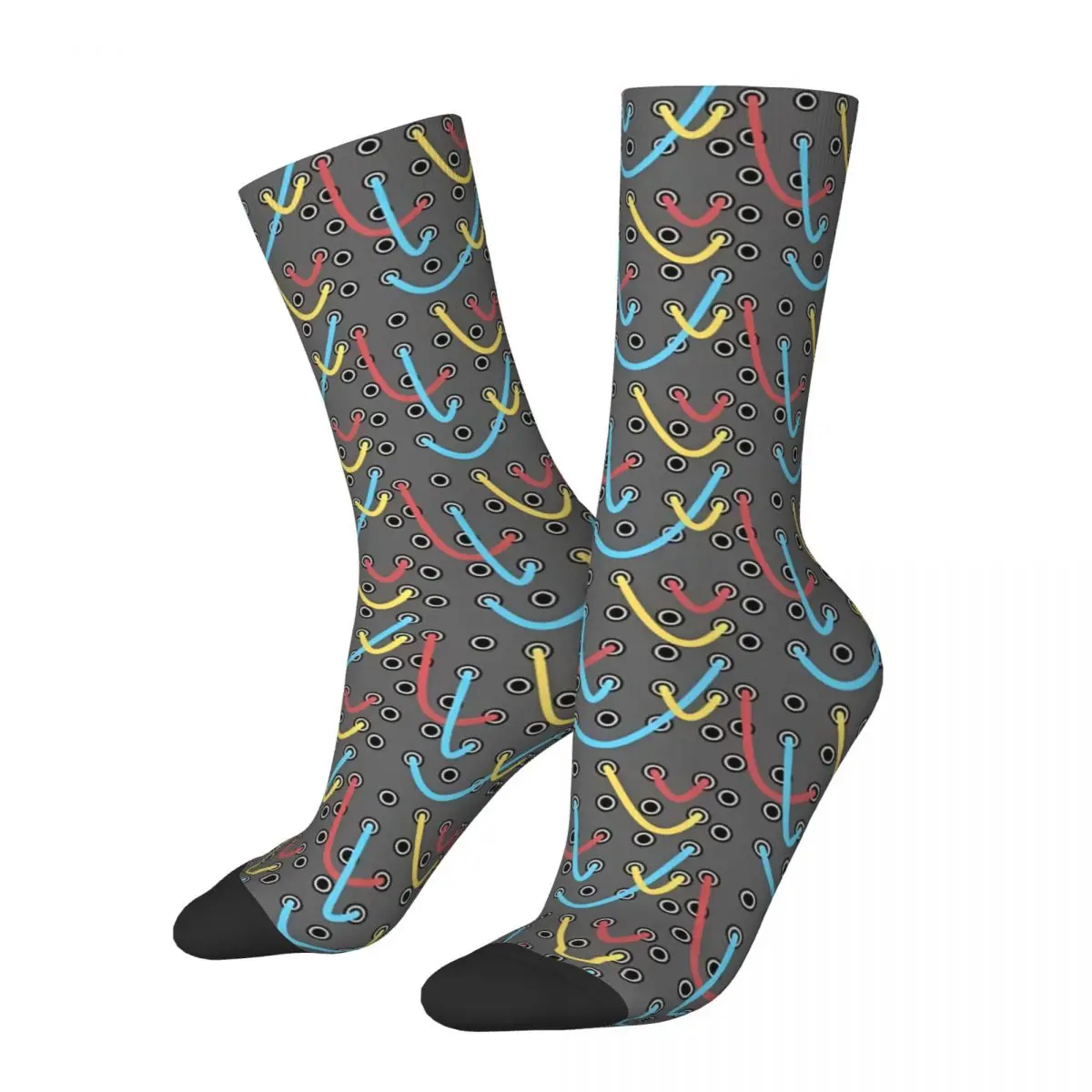 

Analog Happy Men's Socks Retro Modular Synthesizer Hip Hop Seamless Crew Sock Gift Pattern Printed