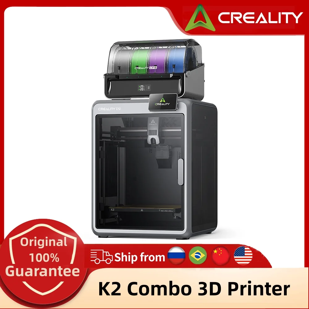Creality K2 Combo 3D Printer, Multicolor Printing with CFS, Max 600mm/s Printing Speed, Smart Auto Leveling & Al Camera, Build Volume 260 * 260 * 260mm, Next-Gen Direct Drive Extruder
