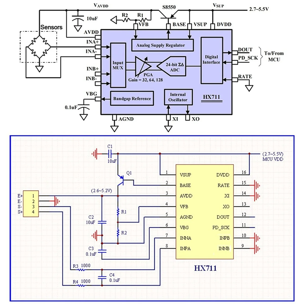 Digital Load Cell Weight Sensor-4 Sets 1KG Load Cell HX711 AD Weighit Amplifier Module Pressure Sensor Amplifier