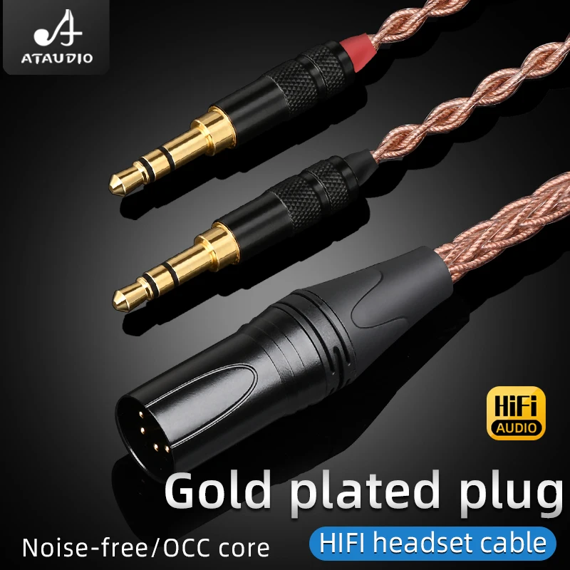 Ataudio-hi fi Headphone Cabo Cabo Headconjunto 24k Gold Plated Plug Xlr para Stereo Hi-end Stands Núcleo Occ 35 mm He400i He400s - Image 2