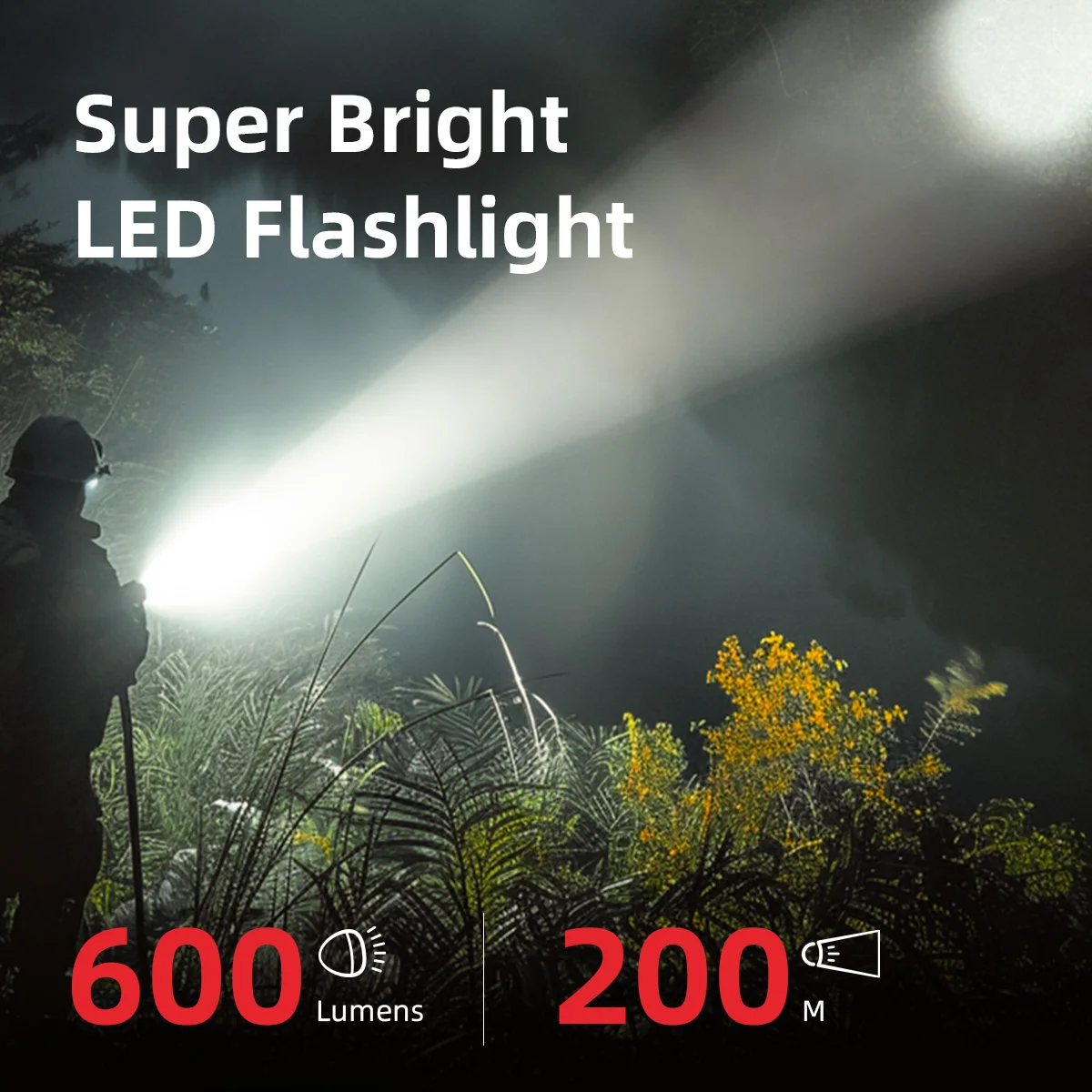 WARSUN Hand Crank Solar Powered Flashlight H996, Emergency Rechargeable LED Flashlight, Survival Flashlight with 6 Modes