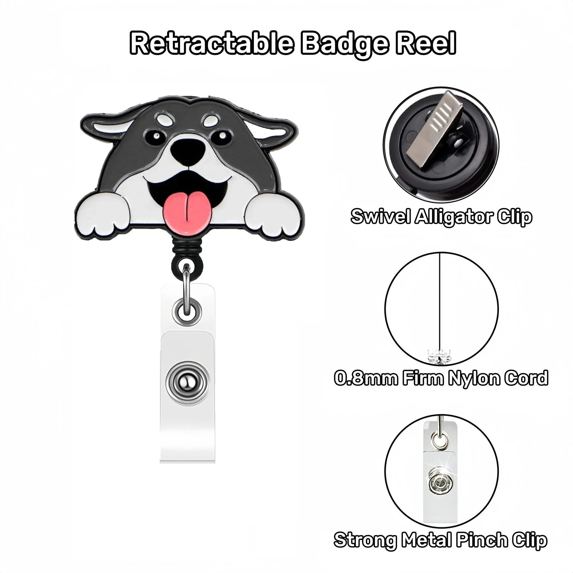 Creative Animal Acrylic Dog Easy Pull Buckle Rotating ID Buckle Doctor Nurse Medicine Box Lung Instrument CT Scalable Badge Clip