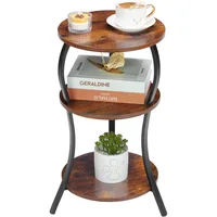 Small Round Side Table, 3-Tier Slim Waist Circular End Table with Storage Shelf, Compact Tea Sofa Table, 1