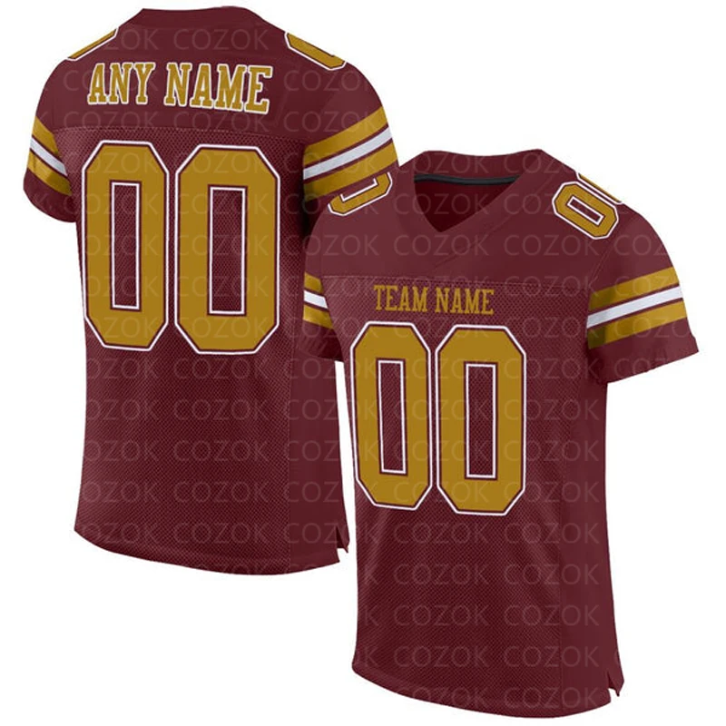 

Brown Customized Football Jersey for Men Football Short Sleeves Athletic Tee Shirts