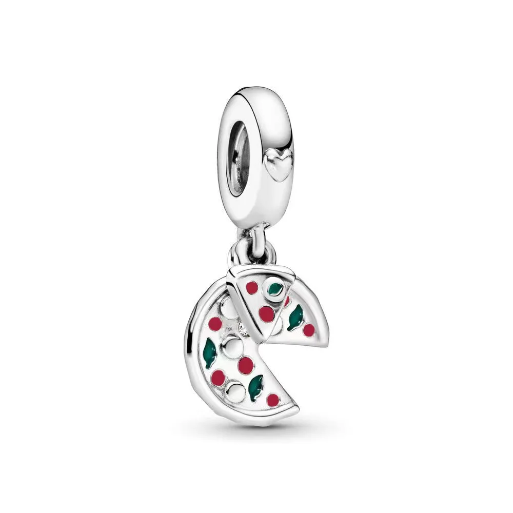 

Pan Zhuzi's new S925 silver happy gathering engraved with delicious pizza drip glue charm DIY cute jewelry accessories
