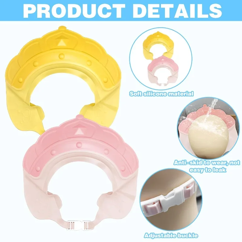 Shampoo Hat Children's Bath Hat Crown, Infant Shampoo Waterproof and Adjustable Silicone Ear Protector Baby Tool