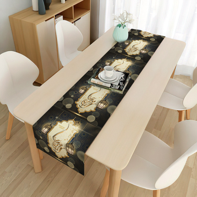 Eid al-Fitr Muslim Eid Decoration Tablecloth Moon Festival Home Long Tablecloth Placemat Mubarak Decorative Tablecloth