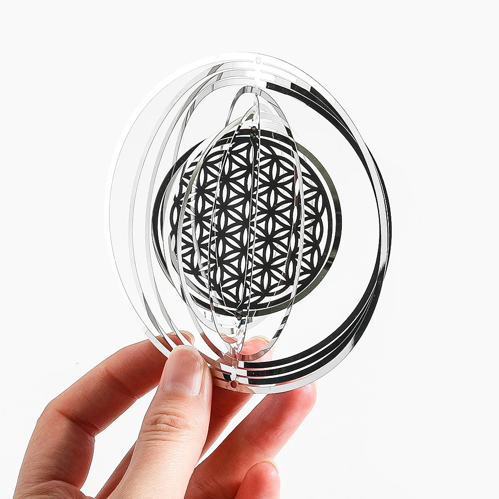 Metal Flower Life Wind Spinner Rotating Windchimes wind chimes wind chime wind spinner catcher Catcher Sublimation Hanging Chakra Meditation Whirling Garden Decor Aesthetic