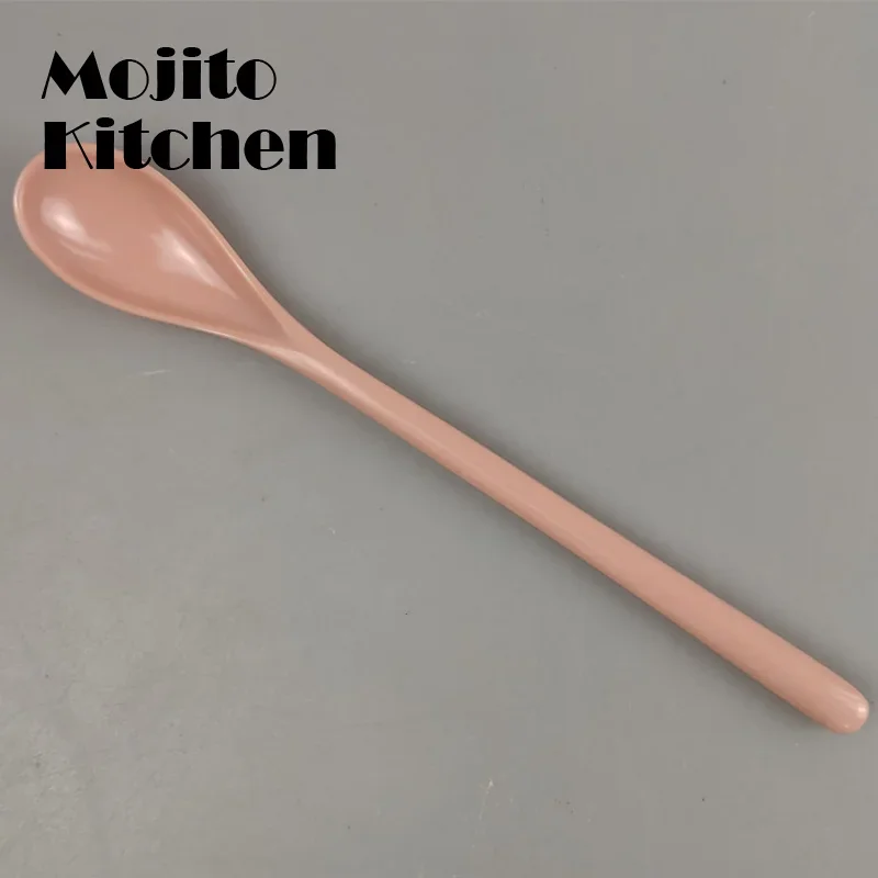 Description Picture 6 of item5pcs Candy Color Plastic Long Handle Dessert Spoons Dinner Tea Spoon Tableware Flatware Stirring Coffee Kitchen Scoops Soup