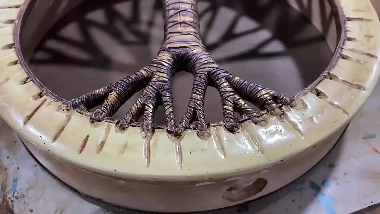 Tamburo Sciamanico Albero Della Vita - Tamburo Siberiano Fatto A Mano Con Bacchetta Per Meditazione - Foto 5